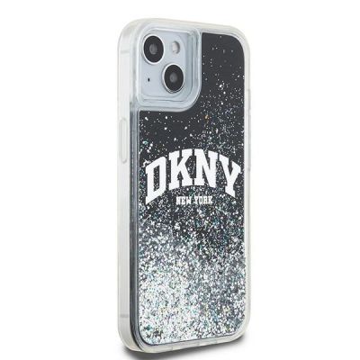 4. DKNY Liquid Glitter Big Logo Hülle für iPhone 15 / 14 / 13 - Schwarz