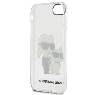 4. Karl Lagerfeld KLHCI8HNKCTGT iPhone 7/8/ SE 2020 / SE 2022 transparente Hartschale Gliter Karl&Choupette
