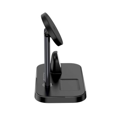 4. Tech-Protect QI15W-A22 induktives MagSafe-Ladegerät mit 3in1 MagSafe-Ständer für Smartphone / Apple Watch / AirPods – Schwarz
