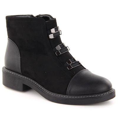 18. Damen-Wildlederimitat-Stiefeletten, gefüttert, schwarz M.Daszyński SA252-4