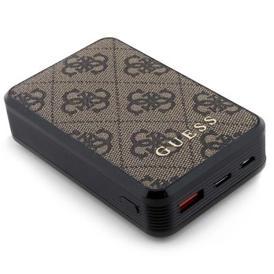 3. Guess Powerbank 18W GUPB10DP4GEGW 10000mAh braun/braun 4G Leder Metall Logo