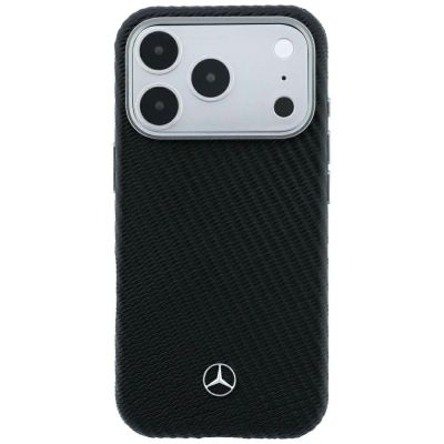 3. Mercedes Leder-Halbhülle in Holzoptik mit MagSafe-Funktion für iPhone 17 Pro / 18 Pro – Schwarz