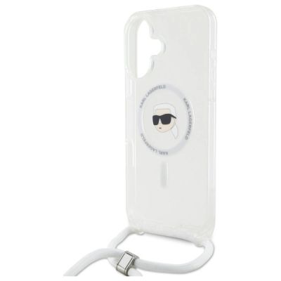5. Karl Lagerfeld Crossbody IML Karl Head Magsafe Hülle für iPhone 16 – transparent