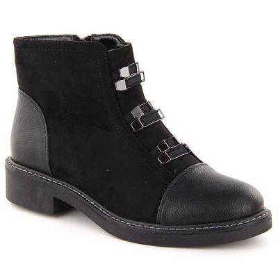 4. Damen-Wildlederimitat-Stiefeletten, gefüttert, schwarz M.Daszyński SA252-4