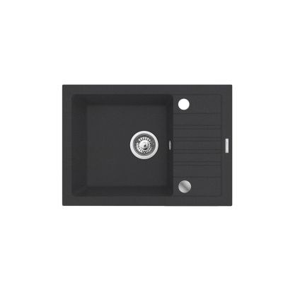 5. Schwarzes Küchenspülen-Set mit flexibler Armatur – MAIDSINKS BALI Spüle (62x44) 1B1D schwarz + Flessi Black Edition Armatur schwarz