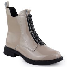 Damen-Ankle-Boots aus Lackleder in Beige, D&A S.Barski Premium Kollektion MR52-108