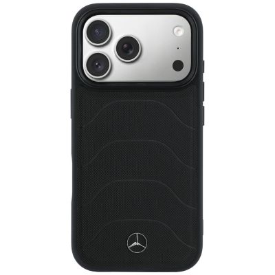 3. Mercedes Leder-Mesh-Hülle mit Bow Line MagSafe für iPhone 17 Pro – Schwarz