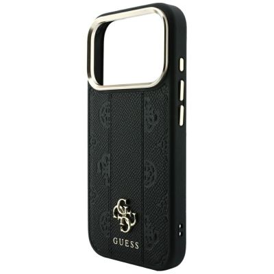 6. Guess Stripe Peony 4G Logo MagSafe Hülle für iPhone 17 Pro / 18 Pro - Schwarz