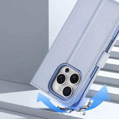 10. Dux Ducis Lawa Lederhülle für iPhone 16 Pro Max mit abnehmbarer magnetischer Brieftasche - Blau