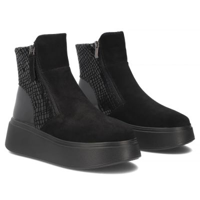 4. Schwarze Damen-Ankle-Boots aus Leder mit Plateausohle, Filippo DBT8077/26