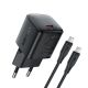Acefast A118 30W GaN USB-C Wandladegerät mit USB-C-Kabel (1,2 m) – Schwarz