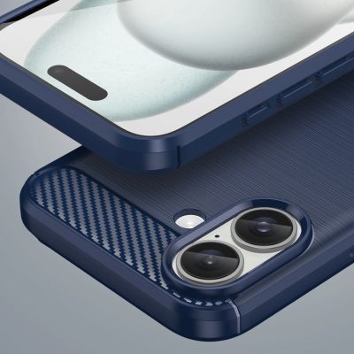 8. Carbon Case Silikonhülle für iPhone 16 Plus – blau