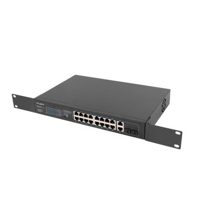 13. LANBERG Switch Rack 19" 16x 100MB PoE+/2x Combo Gigabit 250W Unmanaged RSFE-16P-2C-250