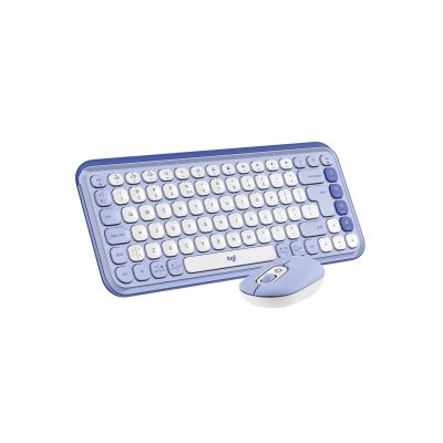 6. Logitech Pop Icon Combo Tastatur und Maus inklusive, universelle Bluetooth-QWERTZ-Tastatur, türkisch-lila, weiß