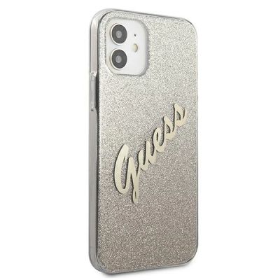 4. Guess GUHCP12SPCUGLSGO iPhone 12 mini 5,4" Gold/Gold Hardcase Glitter Gradient Script