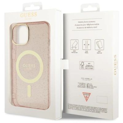 8. Guess GUHMP14MHCMCGP iPhone 14 Plus 6.7" pink/pink Hardcase Glitter Gold MagSafe