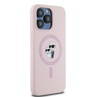 4. Karl Lagerfeld Silikon Karl&Choupette MagSafe Case für iPhone 15 Pro - Pink