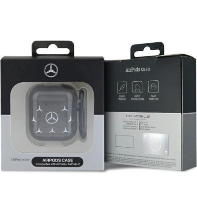 3. Mercedes MEA28DPMGS AirPods 1/2 Hülle schwarz/schwarz großes Sternmuster