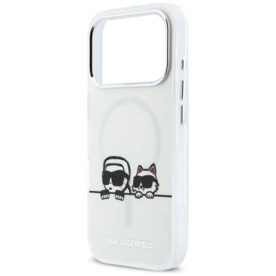 6. Karl Lagerfeld IML Karl & Choupette Peekaboo Logo MagSafe Hülle für iPhone 17 Pro Max - Weiß