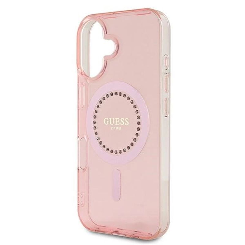 6. Guess IML Strassstein-MagSafe-Hülle für iPhone 16 – pink