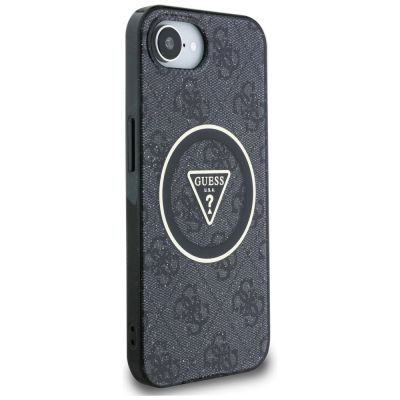 4. Guess IML Metal Glitter 4G Circle Triangle MagSafe Case für iPhone 16e - Schwarz