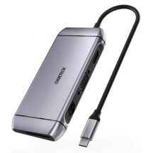 Choetech 9in1 Multifunktions-HUB USB Typ C - 3x USB 3.2 Gen 1 / SD- und TF-Kartenleser / HDMI 4K 30Hz / VGA Full HD 60Hz / USB Typ C / RJ45 grau (HUB-M15 grau)