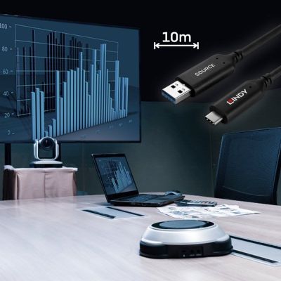 5. 10 m Lindy USB 3.2 Gen 1 Typ-A auf Typ-C Hybridkabel