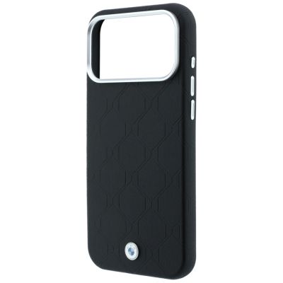 6. BMW MagSafe Hülle mit geprägtem, gestepptem Metalllogo für iPhone 18 Pro Max / 17 Pro Max – Schwarz