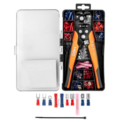 13. NEO TOOLS Automatische Abisolierzange 205 mm, Frontausführung + 230 Kabelverbinder