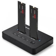 Qoltec M.2 NVMe SSD-Dockingstation | PCIe | USB-C | 20 Gbit/s | Dual 2 x 8 TB | Offline-Klonen