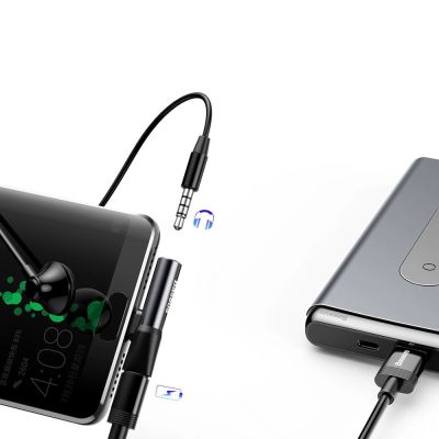 9. Baseus Audio Converter L41 Adapter von USB-C auf USB-C-Anschluss + 3,5-mm-Kopfhöreranschluss schwarz (CATL41-01)