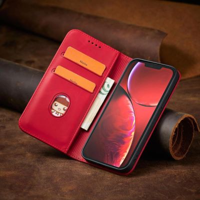 13. Magnet Fancy Case Hülle für iPhone 14 Pro Max Flip Cover Wallet Ständer rot