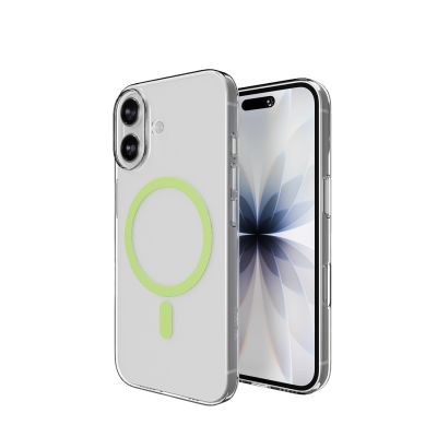 4. Puro Lite Mag TPU+PC Hülle kompatibel mit MagSafe für iPhone 17 - Transparent mit grünem Ring
