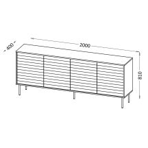 4D CORTINA Kommode 200x40x81 schwarz/walnuss