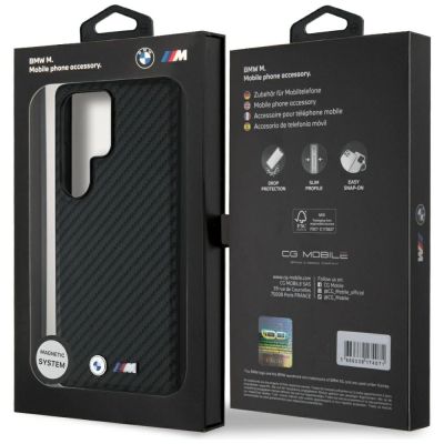 8. BMW Leder Carbon MagSafe Case für Samsung Galaxy S25 Ultra - Schwarz