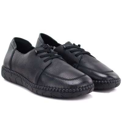 8. Jezzi JH01-1 bequeme schwarze Damen-Lederschuhe