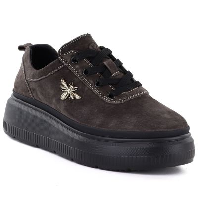 Damen-Plateauschuhe aus braunem Leder, Modell Vinceza 41523