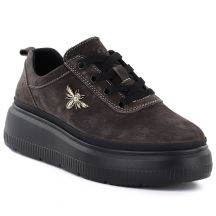 Damen-Plateauschuhe aus braunem Leder, Modell Vinceza 41523