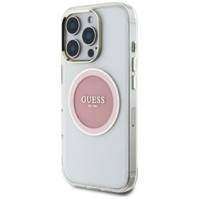 2. Guess IML Metal Colored Circle Classic Logo MagSafe iPhone 16 Pro Hülle - Rosa