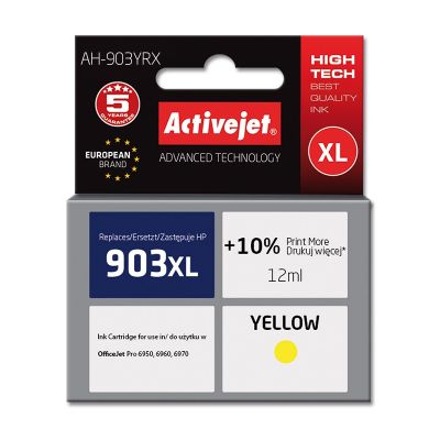 Activejet AH-903YRX Tinte (ersetzt HP 903XL T6M11AE; Premium; 12 ml; gelb)