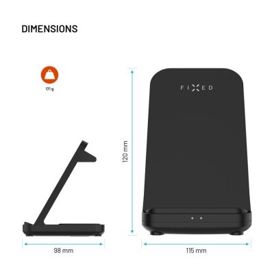 4. FIXPOS-GA-BK Ladegerät für mobile Geräte wie Smartwatches, Smartphones und Kopfhörer, Schwarz, USB, Kabelloses Laden, Schnellladen, Intern