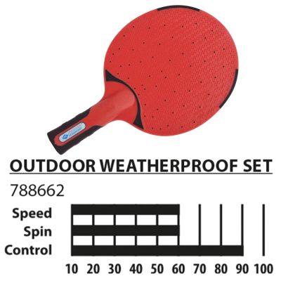 34. WETTERFESTES TISCHTENNIS-SET FÜR DEN FREIEN, 2 SCHLÄGER, 3 BÄLLE
