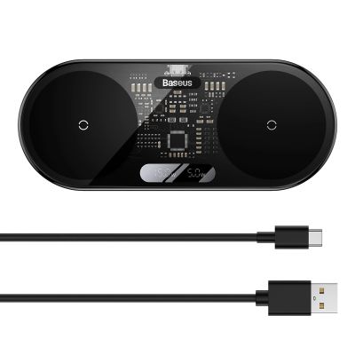 10. Baseus Digital LED Display Dual Wireless Ladegerät mit Digitalanzeige 20W schwarz (WXSX010101)