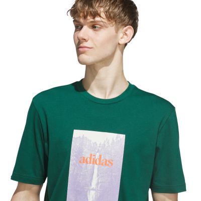 4. adidas Herren-T-Shirt mit Wasserfall-Grafik, Grün, KS2173