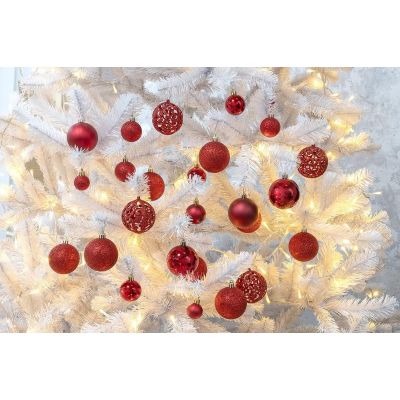 42. Dekorative Kunststoffkugeln, 6 cm, Set mit 35 Stück, rot