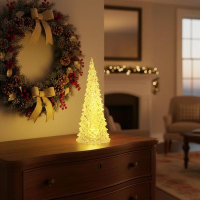12. Dekorativer Weihnachtsbaum, transparent, warmweiß, 27 cm
