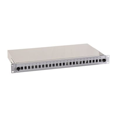 9. Alantec Glasfaserverteilerkasten 24xSC Simplex / 24xLC Duplex 19" 1U mit Frontplatte und Montagezubehör (Verschraubungen, Bänder), erweiterbar (FOP-1U-24SCS-S)