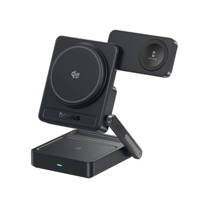 Baseus PicoGo AF21 3-in-1 Qi2.2 35W Wireless-Ladegerät mit 45W EU-Netzteil und 1m USB-C-Kabel – Schwarz