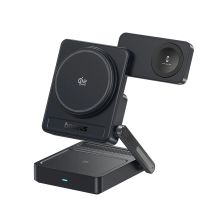 Baseus PicoGo AF21 3-in-1 Qi2.2 35W Wireless-Ladegerät mit 45W EU-Netzteil und 1m USB-C-Kabel – Schwarz