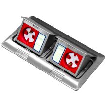 Mini-Bodendose 2x3M – Doppel-Unterputz-/Bodendose zur Montage von Steckdosen der Standardgröße 22,5x45 mm (45x45 mm), neigbar
